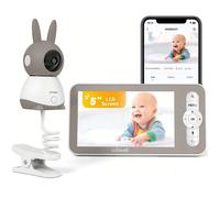 2K/5"" Babyphone Caméra Bebe PTZ 360° Baby Phone Vidéo connecté Smartphone Visiophone avec Alertes Intelligentes avec support