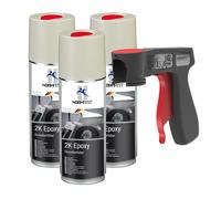2K Apprêt Époxy Peinture Remplisseur Apprêt Spray Mat Beige 3x 400ml + PG