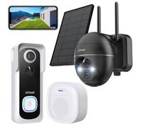 2K Caméra Surveillance et sonnette WiFi Exterieure sans Fil, Détection Humaine PIR, Alarme , Vision Nocturne, Audio Bidirectionnel