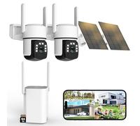 2K Camera Surveillance WiFi Exterieure sans Fil,2 Cam-Kit avec Home Station/Stockage Local 64G/Camera Solaire,360° PTZ Sécurité à Domicile,Vision Vocturne,Alarme,Audio Bidirectionnel,2.4/5G WIFI