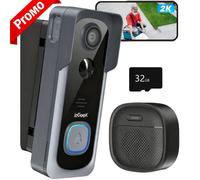 2K Sonnette sans Fil avec Camera avec Support d'angle De Sonnette Réglable, Sonnette Vidéo, PIR, Changeur De Voix, WiFi 2,4G,32go