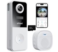 2K Sonnette sans Fil Exterieur Etanche, Sonnette sans Fil avec caméra fisheye 180°, Compatible Alexa,Détection IA avec 32go