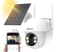 (2K Upgrade) 3MP Caméra de surveillance sans fil Wifi extérieure Solaire panoramique 360° détection PIR audio bidirectionnel