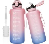 2l/2 Litre Tritan Sports Water Bottle With Straw And Motivation Time Marker,2000 Ml Large Bpa-Free Water Bottle For Fitness,Gym,Hiking,Travel