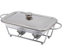2L Chauffe-plats en verre en acier inoxydable Rectangulaire Chafing Dish Récipient chauffant pour aliments (argenté) pour le ménage Buffet Party