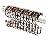 2lbDepot Lot de 12 anneaux de rideau de douche - Finition bronze - Acier inoxydable 18/8 de qualité supérieure - Crochets doubles huilés avec rouleaux à glissement facile - Six finitions disponibles -
