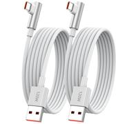 2m 2Pack Tressé Câble USB C Coudé 90 Degrés pour Redmi Note 17 15 14 13 Pro | 6A 120W USB A vers Type C Cable Charge Rapide pour XiaoMi 17T/15T/14T/13T/12T/11T/Pad 8/7/6/POCO F9/X8/F8/M8/X7/X6 Pro blanc