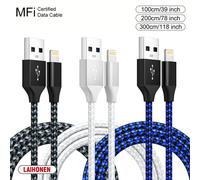 (2m¿3PCS Color mixing) LAIHONEN câble USB pour iPhone 5 6 7 8 Plus X XS XR 11 12 13 14 Pro SE 1m 2m 3m de Long court iOS cordon de chargeur de données Charge rapide
