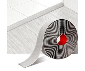 2m*4cm Barre de Seuil Adhesive，Bande De Transition Flexible Pour Sol, Grain de Bois Bande de Recouvrement pour Combler les Espaces Entre les Sols (motifs blancs et gris)