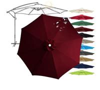 2m-4m Housse de Rechange Parasol de Jardin Exterieur, 6 Baleines 8 Baleines - Toile en Tissu - Auvent de Remplacement - pour Terrasse Piscine Plage Marché Balcon(Rouge foncé,8 Ribs 13.12 ft 4 m)