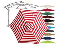 2m-4m Housse de Rechange Parasol de Jardin Exterieur, 6 Baleines 8 Baleines - Toile en Tissu - Auvent de Remplacement - pour Terrasse Piscine Plage Marché Balcon(Rouge Blanc,6 Ribs 8.86 ft 2.7 m)