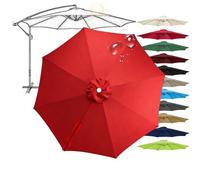 2m-4m Housse de Rechange Parasol de Jardin Exterieur, 6 Baleines 8 Baleines - Toile en Tissu - Auvent de Remplacement - pour Terrasse Piscine Plage Marché Balcon(Rouge,8 Ribs 8.86 ft 2.7 m)