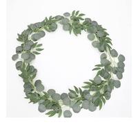2m/6.56 ft Artificial Eucalyptus Garland, Silk Faux Eucalyptus Vines Wreath, Fake Greenery Eucalyptus Leaves Garland Artificial for Home Kitchen Wedding Backdrop Table Wall Decoration (Eucalyptus)