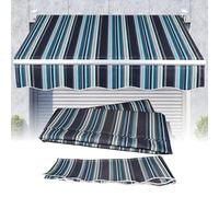 2m~7m Strié Toile De Remplacement pour Abri Pare-Soleil Impérimable Tissu D'Auvent Rétractable Manuel Strié Toile De Protection Solaire AntiUV pour Balcon Terrasse(Blue,4.5x3.5m)