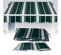 2m~7m Strié Toile De Remplacement pour Abri Pare-Soleil Impérimable Tissu D'Auvent Rétractable Manuel Strié Toile De Protection Solaire AntiUV pour Balcon Terrasse(Green,5.7x5m)
