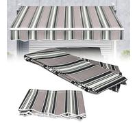 2m~7m Strié Toile De Remplacement pour Abri Pare-Soleil Impérimable Tissu D'Auvent Rétractable Manuel Strié Toile De Protection Solaire AntiUV pour Balcon Terrasse(Khaki,6.7x3.5m)