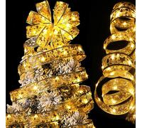 2M blanc chaud lumières ruban de Noël, or alimenté par des piles de ruban arbre de Noël, arbre de Noël guirlande lumineuse pour la fête de mariage intérieur lumières de Noël