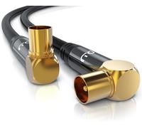 2m Câble d'antenne coaxial HDTV,câble TV coudé mâle Femelle,fiche IEC coaxiale Angulaire coudée à 90°,Ultra HD UHD-135dB 75 Ohm -TNT DVB-T DVB-T2 DVB-C DVB-S DVB-S2 Radio FM Dab-Noir