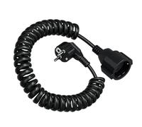 2m Câble de Rallonge Schuko, Rallonge Électrique Spirale, Petite Rallonge Extensible de 0,7m à 2m avec 12 Clips, Câble Schuko PU IP20 230V/16 A - Noir
