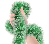 2M Christmas Metallic Streamers Green Frost Tip Tinsel | Garland Celebrate Holiday Ceiling Hanging Decoration Xmas Party Supplies(Light green)
