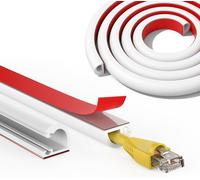 2M Goulotte Passe Cable,Auto-adhésif Canal de Câble Flexible pour Sol Mural,Facile à Couper,Demi-Rond Mini Goulottes de Câbles pour TV,Bureau et Maison-Blanc