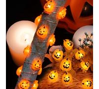 2M Halloween Décoration LED citrouille Chaîne lumineuse à piles Blanc chaud