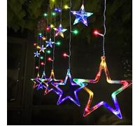 2M Lumière Guirlande de Noël LED avec 12 Etoiles Colorées IP44 Imperméable Led Lumière Rideau