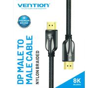 2M Nylon Tressé Vention Dp Displayport 1.4 Mâle à Mâle Câble 8K @ 60Hz 4K@120Hz