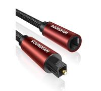2m Optical Toslink Male to Female Audio Extension Cable Adapter Digital Optical Cable for Home Cinema Soundbar TV-Wine Red