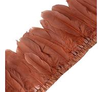2M Plume D'Oie Ruban De Toile à Coudre, Garnitures en Frange de Plumes avec Ruban de Satin Décoration Costume Artisanat pour Chapeaux, Loisirs Créatifs Et Couture