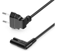 2m Power Cable with Flat Angled Euro Plug-90° Angled Euro Plug to 90° Angled C7 Plug-Euro Mains Cable for Small Appliances-Black