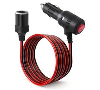 2M Rallonge Allume Cigare, 12 V/24 V Chargeur de Voiture Allume Cigare Prise, Adaptateur étanche à la poussière 16 AWG avec Fusible 15A pour Moto, Bateau, Voiture, Camion (2M avec Interrupteur)