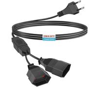 2M Rallonge Câble Électrique, câble d'extension 2 en 1 Type-C fiche Euro vers Prise Euro, câble d'alimentation rallonge de fiche Euro, 0,75 mm² Max. 2,5A/250V (Noir)