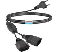 2M Rallonge Câble Électrique,câble d'extension 2 en 1 Type-C fiche Euro vers Prise Euro,câble d'alimentation rallonge de fiche Euro,0,75 mm² Max. 2,5A/250V (Noir)