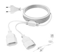 2M Rallonge de Câble d'alimentation,Rallonge 2 en 1 Prise Type C Prise Euro vers Prise Euro,0,75 mm² Max. 6A/250V pour TV PC Moniteur d'ordinateur Appareils électroménagers-Blanc