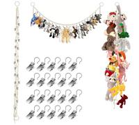 2M Rangement Peluche Rangement Peluche Suspendue avec 20 Pinces en MéTal Rangement Jouet Enfant Tour de Rangement Peluche pour Les Chambres D'Enfants,Des Chapeaux,Chaussettes,Cartes de Noël
