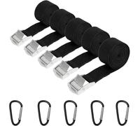 2m Sangle d'Arrimage, 5pcs Sangle a Cliquet Noir avec 5 Mousqueton, 25mm Petite Sangles de Serrage avec Boucle pour Fixation, Sangles à Griffe pour Demenagement, Moto, Porte Vélo, Voiture, Bagage