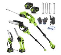 2m Taille Haie Telescopique & Tronconneuse Electrique avec 2 x 3,0 Ah Piles | 8m/s Tronconneuse a Batterie Coupe Jusqu'à 15 cm et 21 cm Long Taille Haie Batterie pour la Taille et la Coupe dans le Jardin