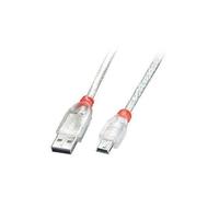 LINDY Câble USB USB 2.0 USB-A mâle, USB-Mini-B mâle 2.00 m transparent 41783