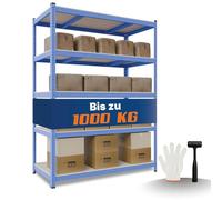 2mGoods Étagère de rangement pour charges lourdes - 180 x 120 x 60 cm - 1000 kg - En métal renforcé - Résistante à la moisissure - Pour cave, atelier (150 cm avec outils)