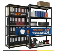 2mGoods Étagère pour charges lourdes, 180 x 120 x 60 cm, 1000 kg, en métal, résistante à la moisissure, pour cave, atelier, (90 cm avec outils)