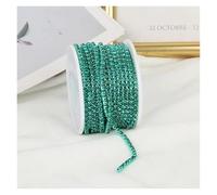 2mm-4mm Glass Rhinestone Chain Trim With Colorful Bottom Sewing Strass Cup Crystal Banding Glue On(Green Zircon,5YARDS_SS16-4MM)