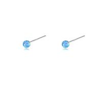 2mm Boucles d'Oreilles à Tige Opale En Argent Sterling 925 Avec Pierre Colorée Petite Boule Cartilage Piercing Tragus Haltères Mini Petites Boucles d'Oreilles Cadeaux Pour Femmes Et Filles(bleu clair)