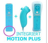 2n1 Manette Wiimote Controller Nunchuk Intégré Motion Plus Pour Nintendo Wii Bleu