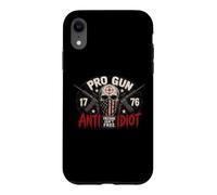 2nd Amendment Pro Gun Anti Idiot Shirt Vintage USA Flag Coque pour iPhone XR