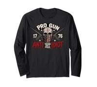2nd Amendment Pro Gun Anti Idiot Shirt Vintage USA Flag Manche Longue