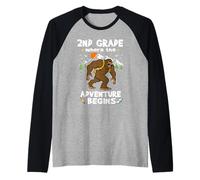 2nd Grade Where The Adventure Begins Back to School Bigfoot Manche Raglan