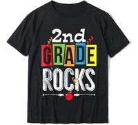 2nd Second Grade Rocks Back to School T Shirt Cotton Men Tops Tees Custom Popular Tshirts Manches Courtes(X-Large)