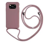 2ndSpring Coque avec Collier Compatible avec Xiaomi Mi Poco X3 NFC,Tour de Cou Lanière en Corde Pendentif Housse,Silicone Souple Rose Gold