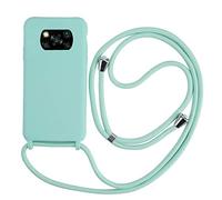 2ndSpring Coque avec Collier Compatible avec Xiaomi Mi Poco X3 NFC,Tour de Cou Lanière en Corde Pendentif Housse,Silicone Souple Menthe Verte